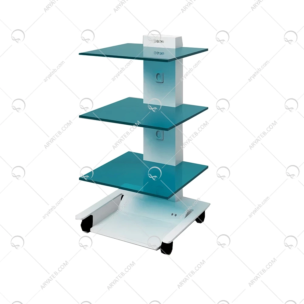 سرویتور سه طبقه شیشه ای پایه پدال دار