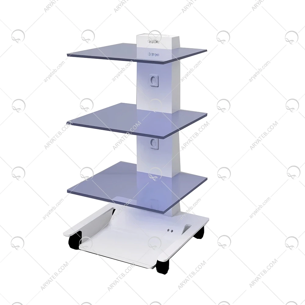 سرویتور سه طبقه شیشه ای پایه پدال دار