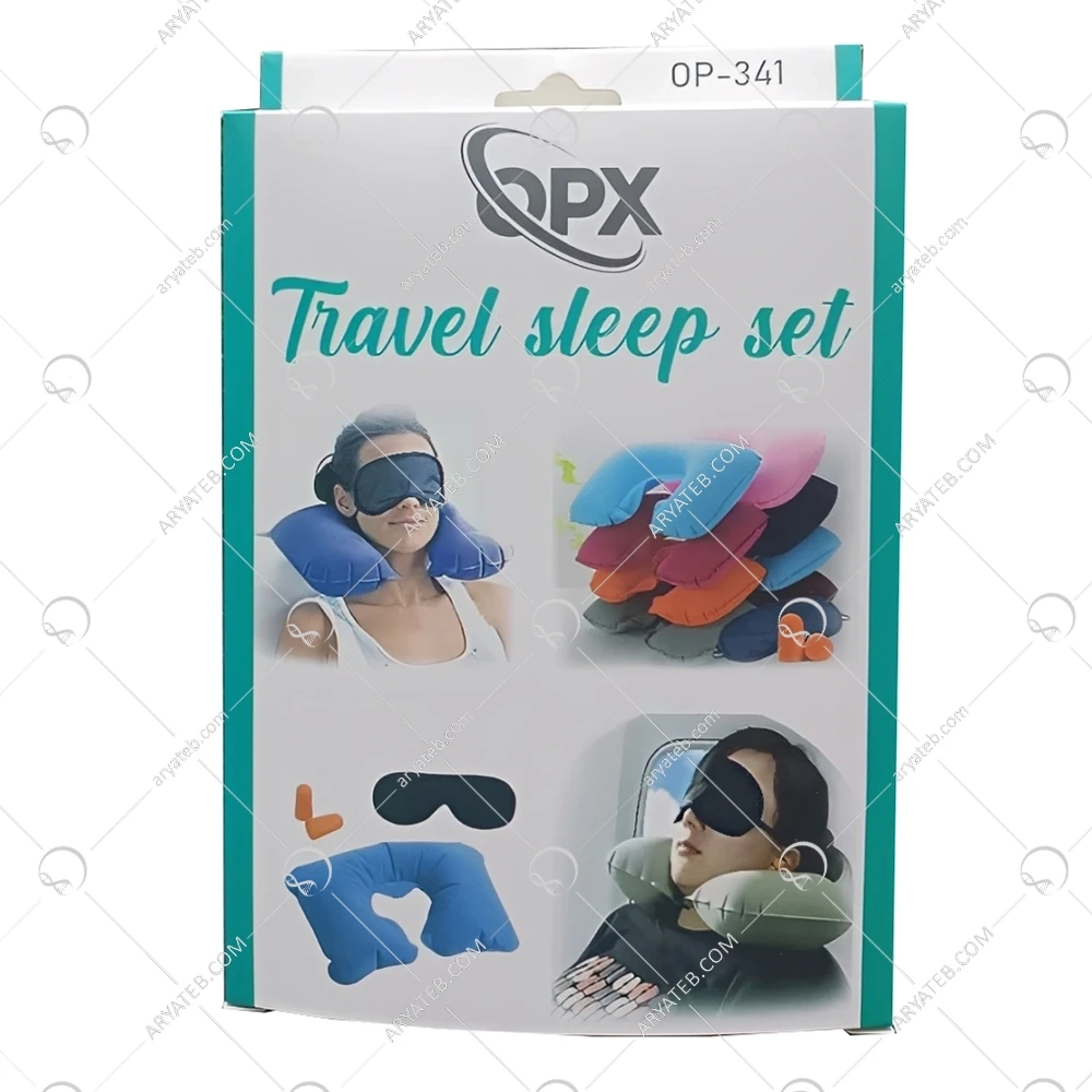 ست چشم بند خواب و بالش دورگردنی مدل بادی به همراه گوش گیر اوپکس