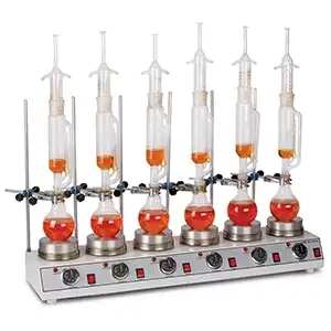 سیستم کامل سوکسله با یک اجاق 6 خانه و شیشه آلات و گیره های مربوطه