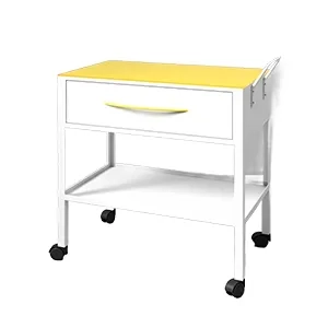 ترالی کشودار با رویه شیشه ای و چرخ قفل دار