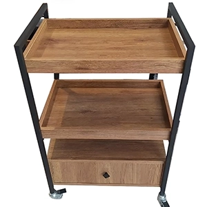 ترالی زیبایی سه طبقه چوبی تک کشو