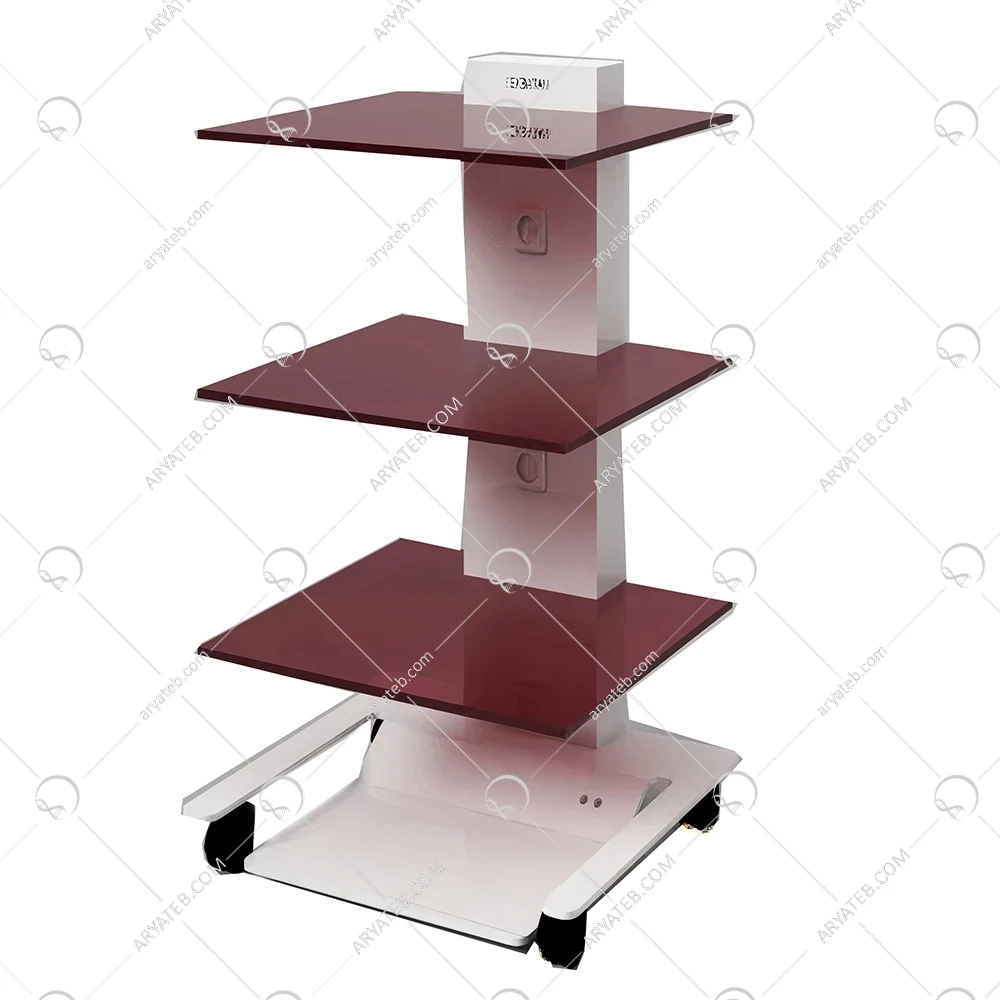 سرویتور سه طبقه شیشه ای پایه پدال دار