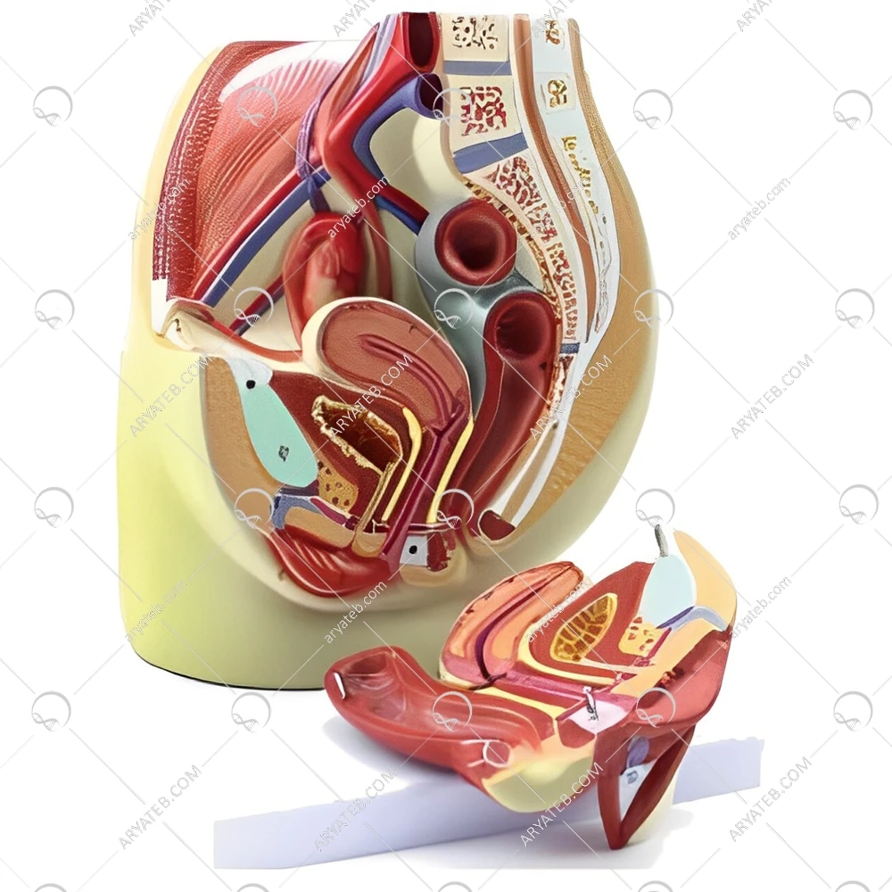 مولاژ لگن زن با نمایش رحم و ماهیچه