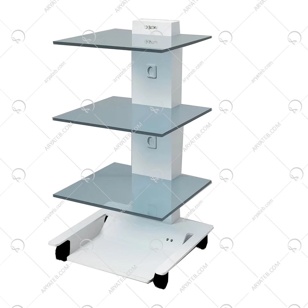 سرویتور سه طبقه شیشه ای پایه پدال دار