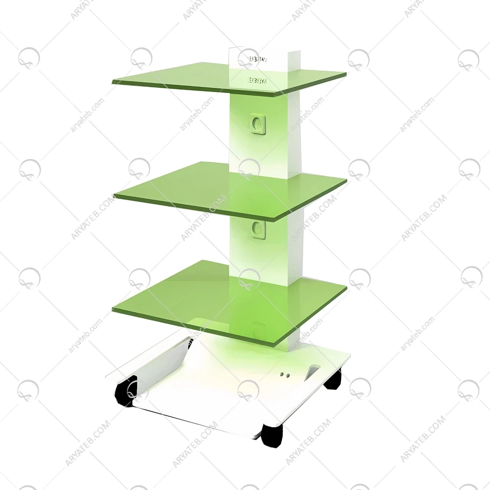 سرویتور سه طبقه شیشه ای پایه پدال دار