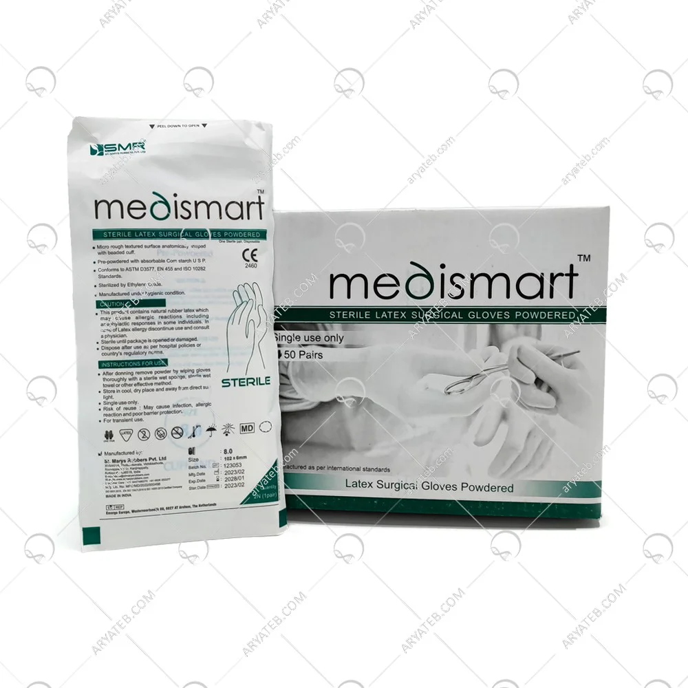دستکش جراحی مدی اسمارت کم پودر