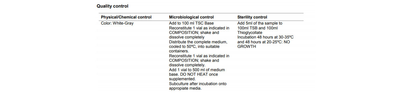 محیط کشت Clostridium Perfrigens Tsc Supplement